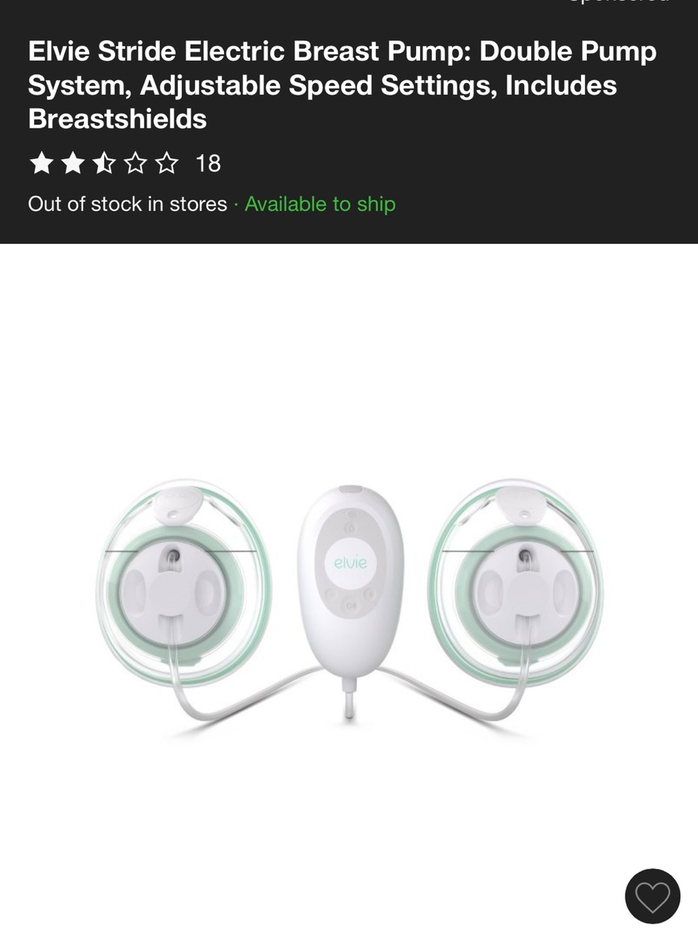 Elvie Stride Double Electric Breast Pump - White & Mint
